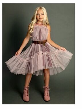 Joyfolie Rose-Mauve Bow Detail Dress